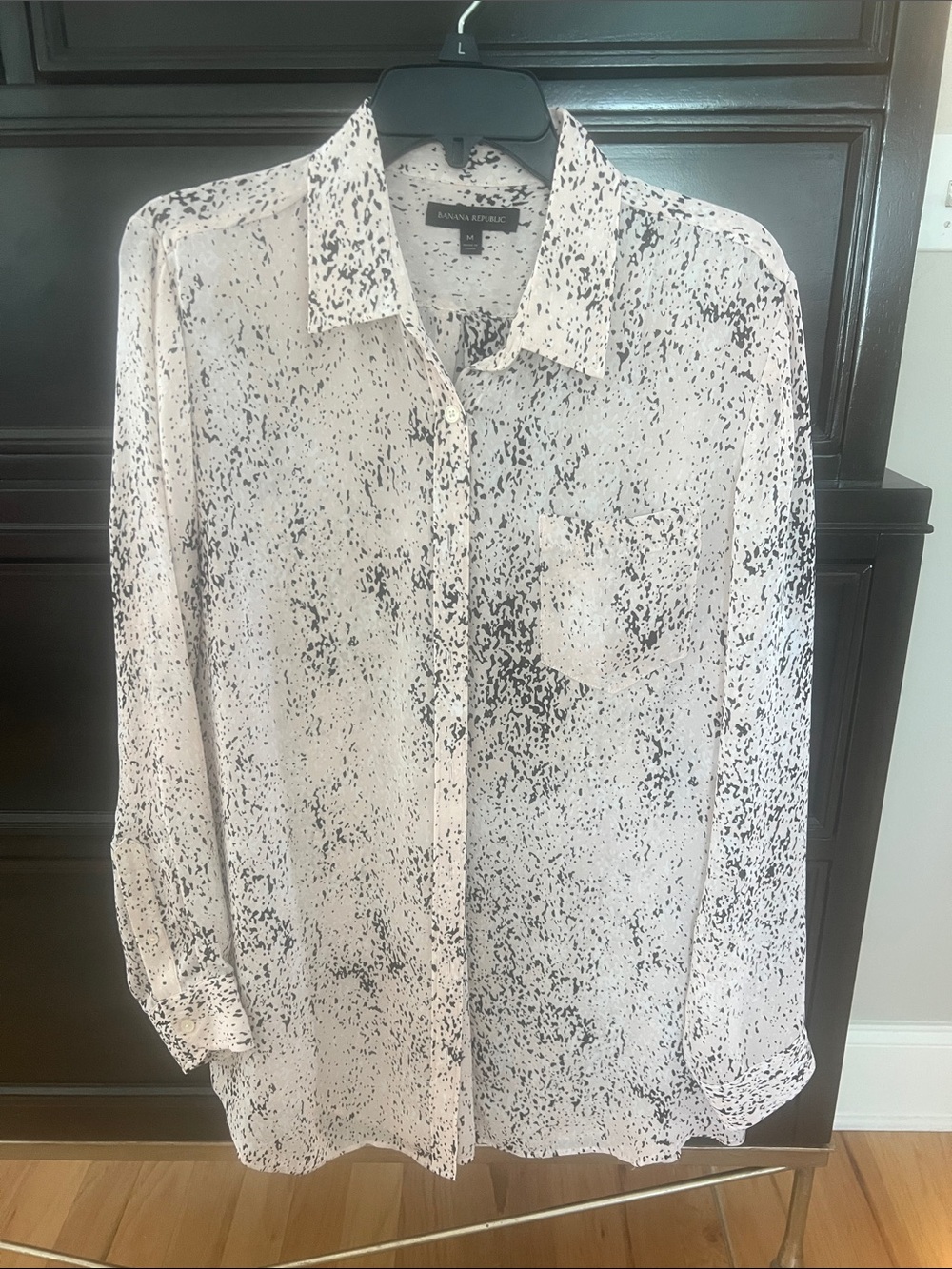 Banana Republic Button-Up Shirt with Black Speckle Print
